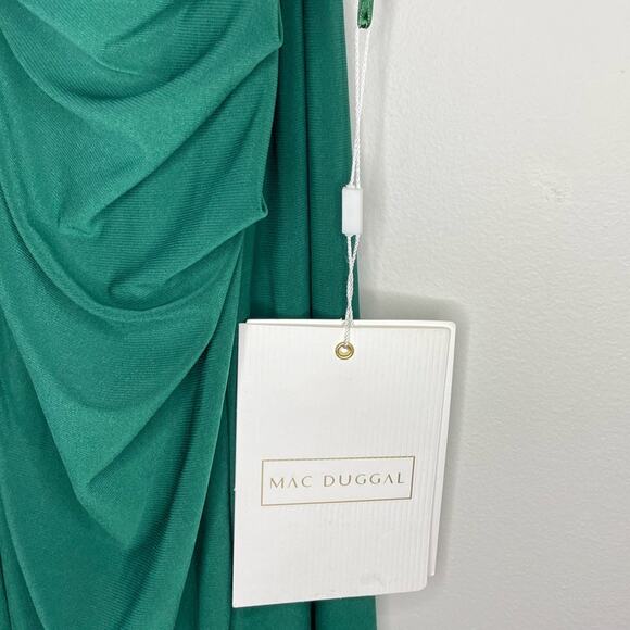 NWT New Mac Duggal One-Shoulder Asymmetric Cocktail Dress in Emerald Size 14 - Picture 7 of 12